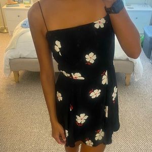 Reformation black flowered mini dress size 6